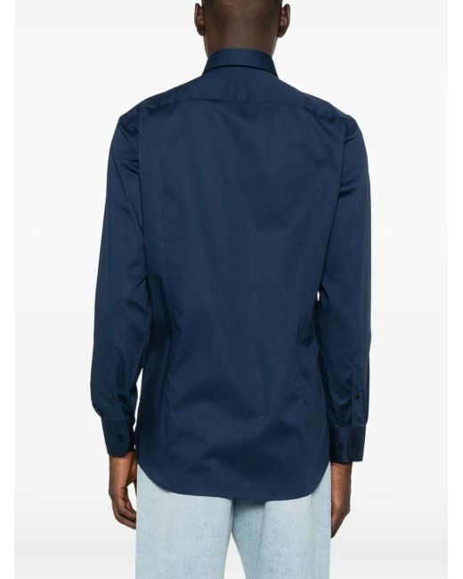 Etro Blue Stretch Cotton Shirt for men