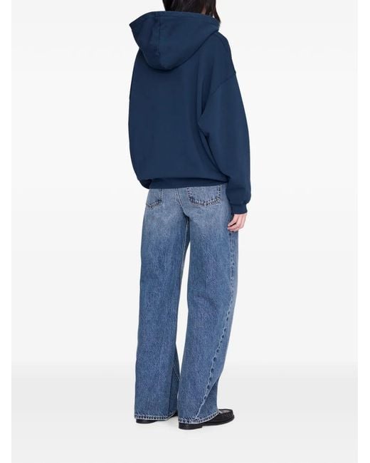 Anine Bing Blue Harvey Logo-Detail Hoodie