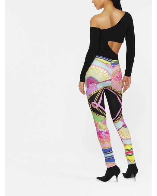Versace Pink All-Over Graphic-Print Leggings