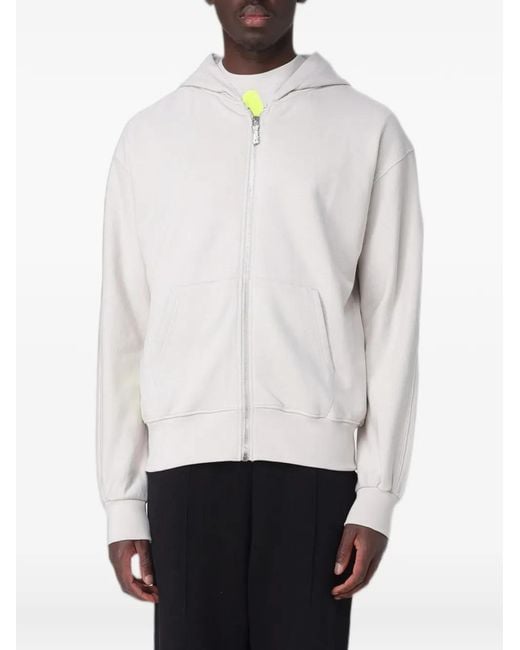 DISCLAIMER White Logo-Print Zip-Up Hoodie for men