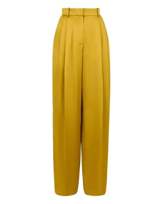 Nina Ricci Yellow Satin Straight Trousers