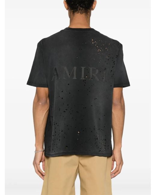 Amiri Black Shotgun Logo-print Distressed T-shirt for men