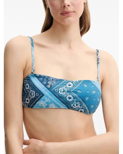 Polo Ralph Lauren Blue Paisley-Print Bandeau Bikini Top