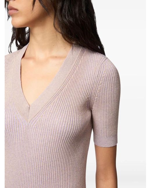 Nina Ricci Pink V-Neck Knit Top