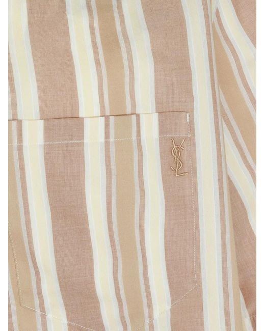 Saint Laurent Natural Striped Cotton Shirt for men