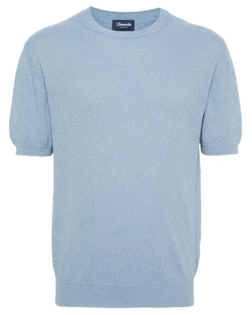 Drumohr Blue Terrycloth-effect T-shirt for men