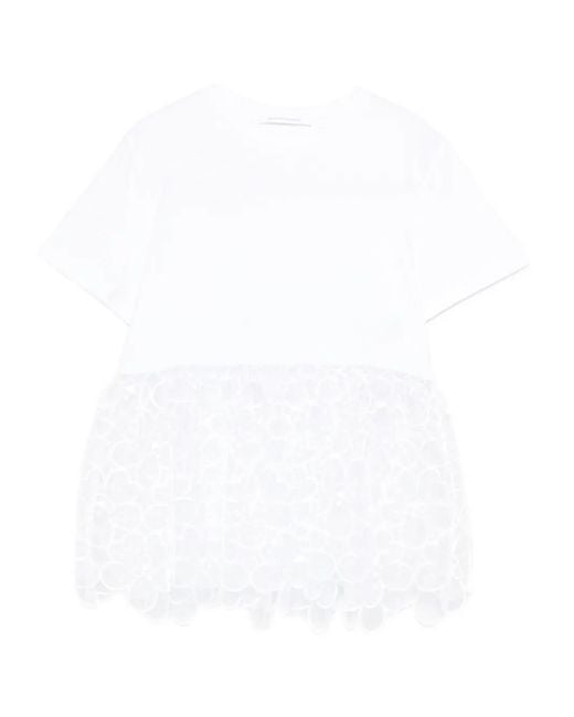 CECILIE BAHNSEN White Lace-Detail T-Shirt