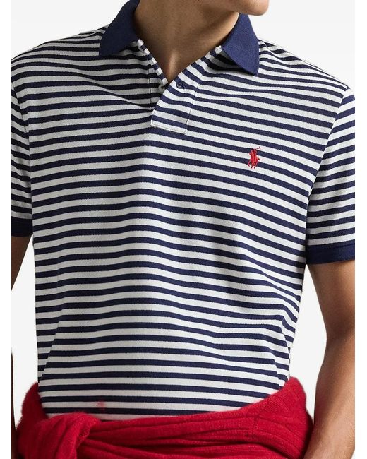 Polo Ralph Lauren Red Striped Piqué Polo Shirt for men