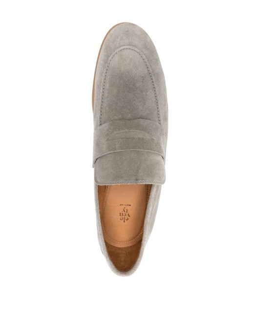 Eleventy Gray Perforated Suede Penny Loafers for men