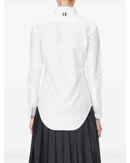 Thom Browne White Long-Sleeve Button-Fastening Shirt