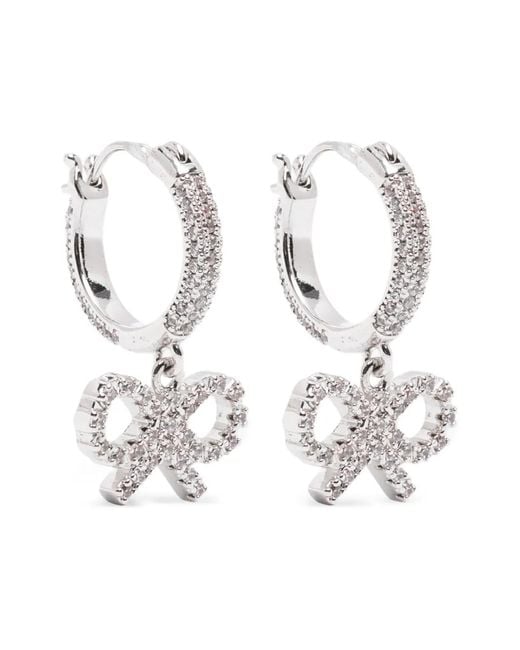 Boucles D'Oreilles Créoles À Nœud Ornées De Cristaux Self-Portrait en coloris White