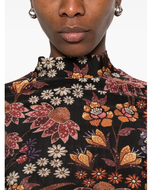 Farm Rio Brown Floral-Print Long-Sleeve T-Shirt