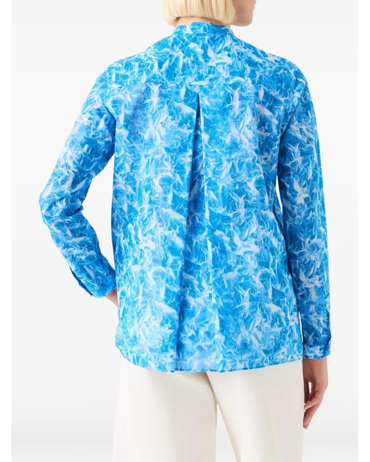 Akris Blue Blouse À Imprimé Whitecaps