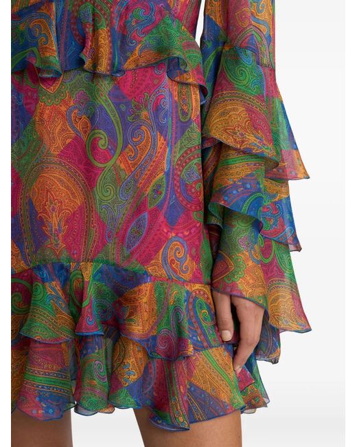Etro Black Geometric Paisley-Motif Mini Dress