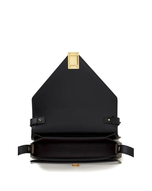Lanvin Black Small Concerto Arpège Flap-Front Leather Crossbody Bag