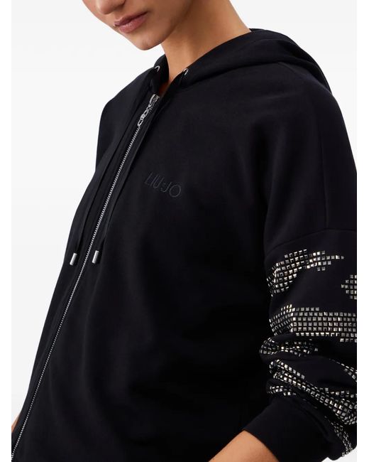 Liu Jo Black Appliqué-Detail Hoodie