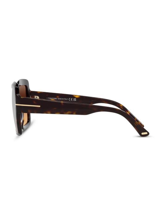 Tom Ford Brown Kaya Tortoiseshell Oversized Sunglasses