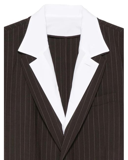 Sacai Black Stripe-Pattern Blazer for men