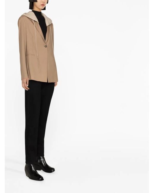 Fabiana Filippi Natural Hooded Single-Breasted Blazer