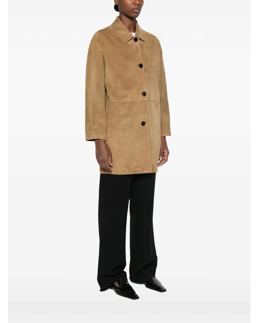 The Row Natural Damir Suede Button-Up Coat