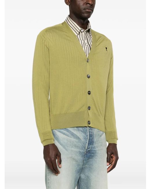 AMI Green Button-Up Cardigan for men