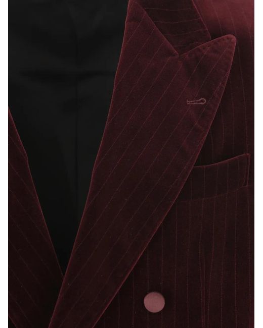 Brunello Cucinelli Purple Cotton Chalk Stripe Velvet One-And-A-Half Breasted Tuxedo Jacket With Peak Lapelscotton Chalk Stripe Velvet One-And-A-Half Bre for men