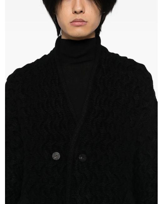 DEVOA Black Cable-Knit Cardigan for men