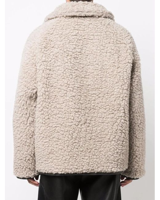 Nanushka Natural Green And Neutral Louka Reversible Jacket - Men's - Artificial Fur/recycled Polyamide for men