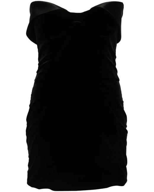 Mugler Black Velvet And Satin Mini Dress