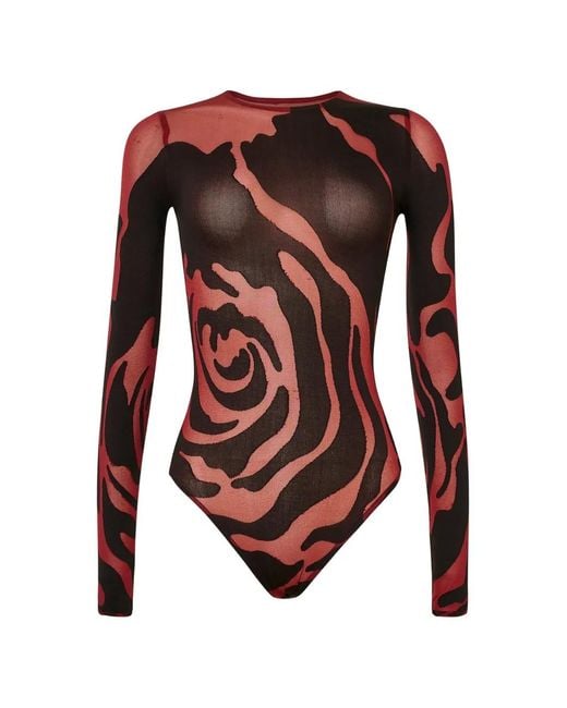 Wolford White Rose Shadow Long-Sleeved Bodysuit
