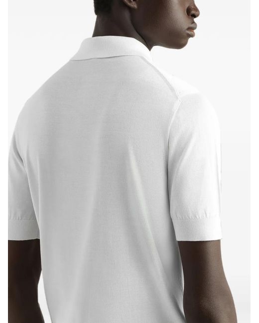 Dolce & Gabbana White Logo-Embroidered Polo Shirt for men