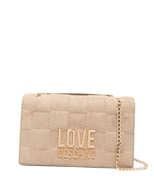 Borsa A Spalla Trapuntata di Love Moschino in Natural