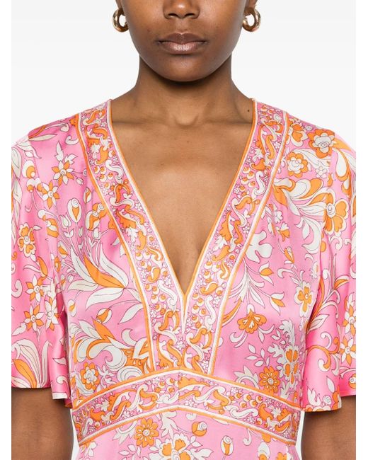 Maje Maxi-Jurk Met Bloemenprint in het Pink