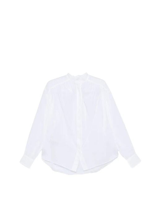 ANDAMANE White Rania Gathered-Detail Long-Sleeve Shirt