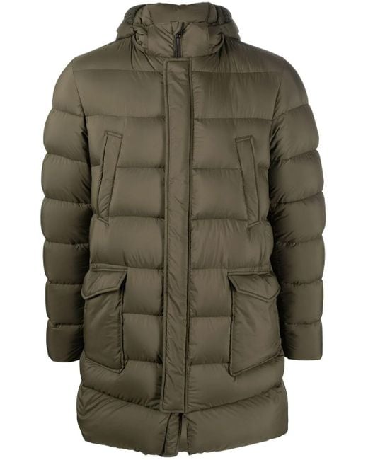 Herno Green Padded Hooded Down Coat for men