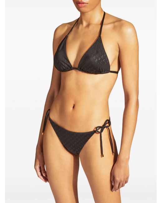 Jimmy Choo Black Ariah Logo-Print Bikini Bottoms