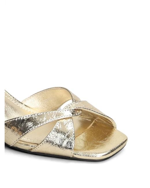 GOLD&ROUGE Natural Cake Metallic-Effect Crossover-Strap Sandals