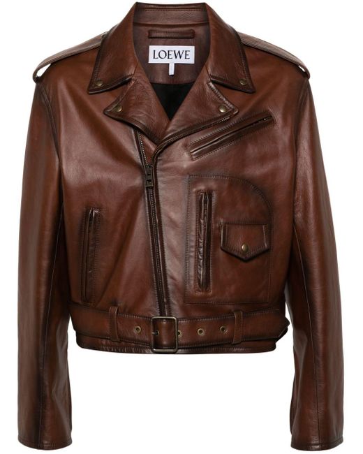 Loewe Leren Bikerjack in het Brown voor heren