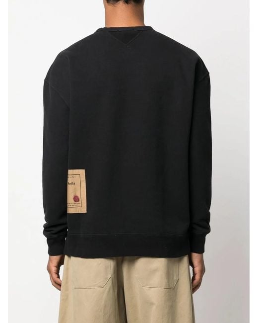 C P Company Black Logo-Patch Crewneck Sweatshirt for men
