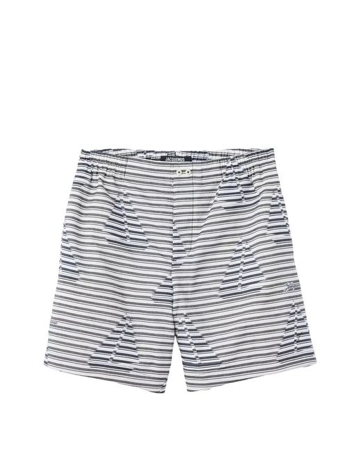 Jacquemus White Caleçon Striped Cotton Shorts for men