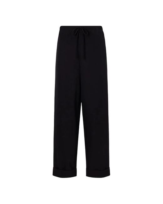 The Row Black Delano Drawstring-Waist Trousers