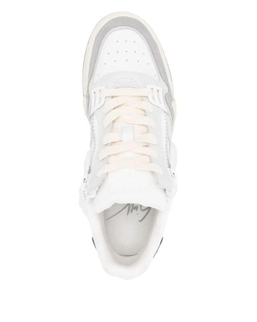 Giuseppe Zanotti White Zip-Detail Leather Sneakers for men