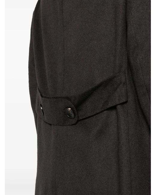Kiton Black Notched-Lapels Midi Coat for men