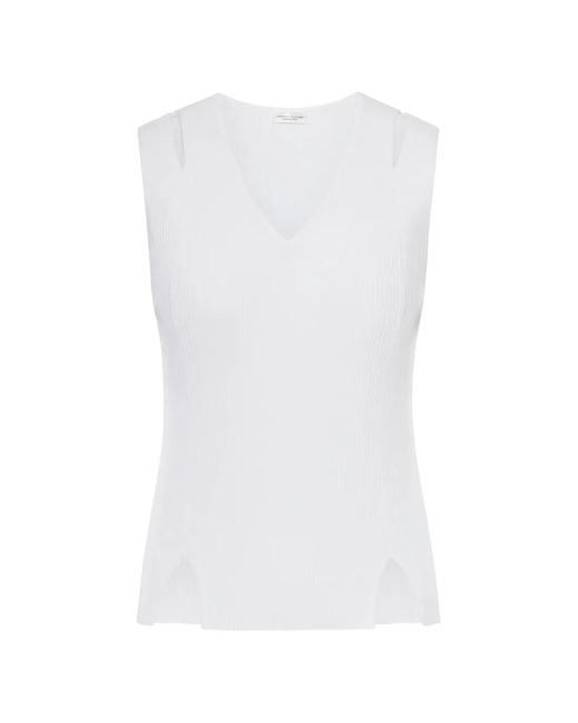 Roberto Collina White Smanicato Cut-Out Ribbed Top