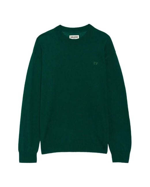 Zadig & Voltaire Green Swyna Logo-Embellished Cashmere Sweater