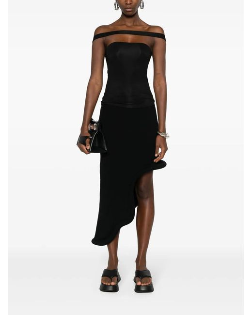 Courreges Black Hyperbole Off-Shoulder Top