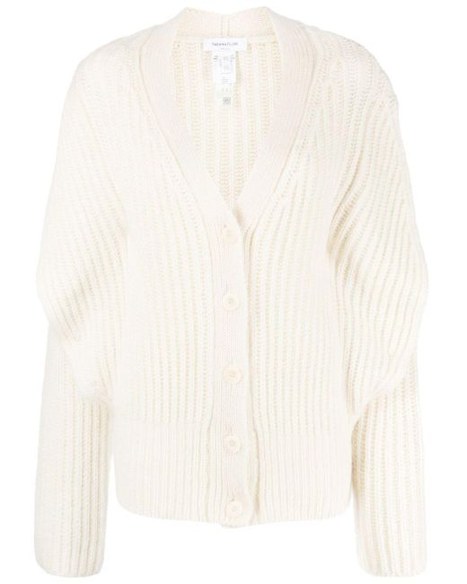 Fabiana Filippi Drop-shoulder Rib-knit Cardigan in White | Lyst