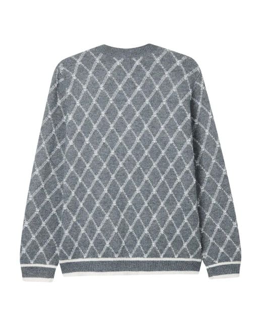 B+ AB Gray Argyle-Pattern Cardigan
