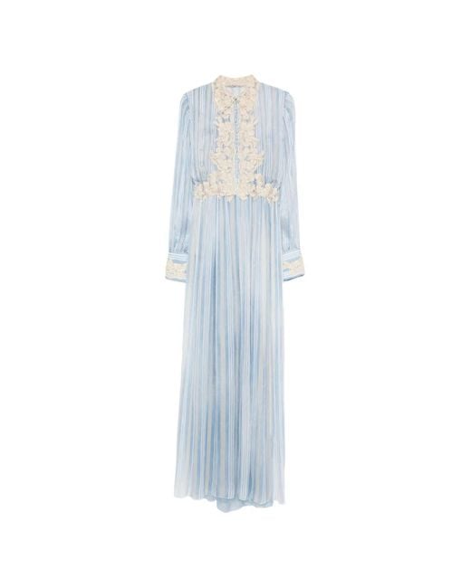 Ermanno Scervino Women's Blue Striped-Pattern Maxi Dress - radharamanexports.com Ermanno Scervino Women's Blue Striped-Pattern Maxi Dress - radharamanexports.com