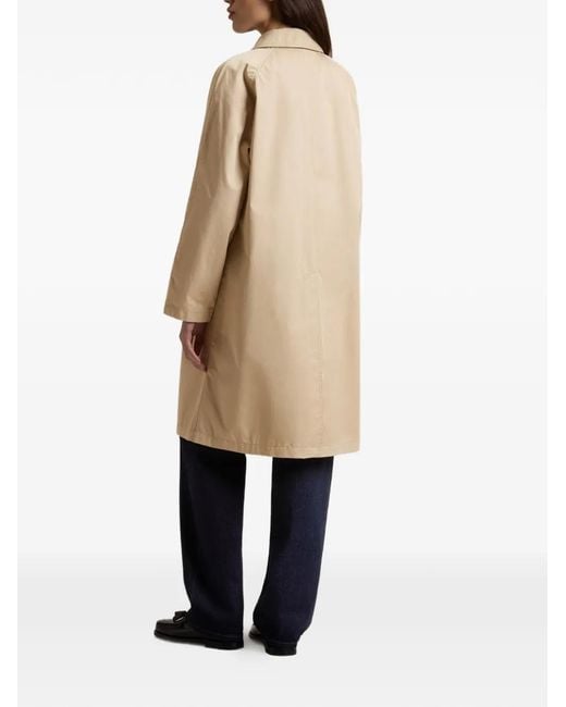 Woolrich Natural Shirt-Collar Raglan-Sleeve Trench Coat